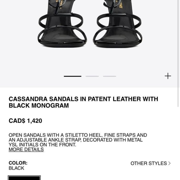 Ysl Cassandra black sandal heels size 38 - Picture 4 of 6